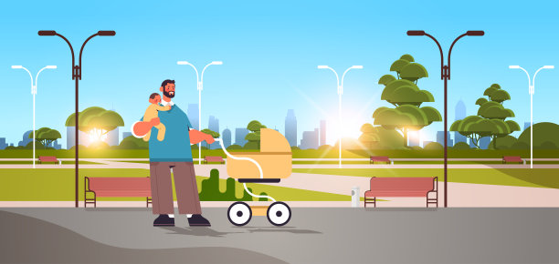 父亲和小儿子在户外散步父亲的育儿概念父亲花时间和他的孩子素材图片