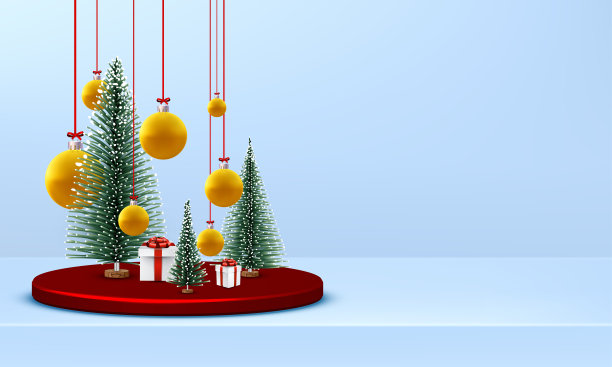 圣诞树和白色的礼盒。图片下载