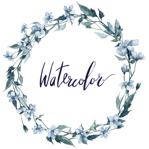 花圈与手绘水彩树叶图片下载