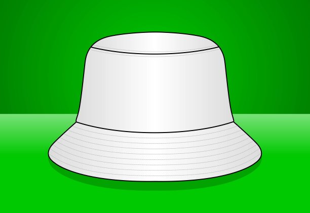 空白白色桶帽隔离模板在绿色背景图片下载