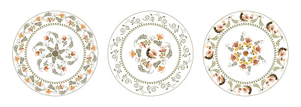 一套矢量板与花卉装饰花鸟在俄罗斯民间艺术绘画风格图片下载