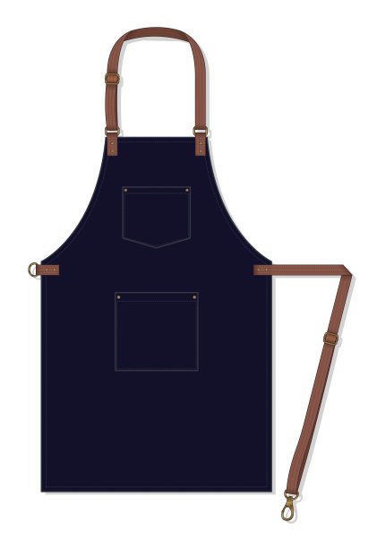 海军围裙设计与皮革可调绑带和两个口袋上的白色背景矢量图片下载