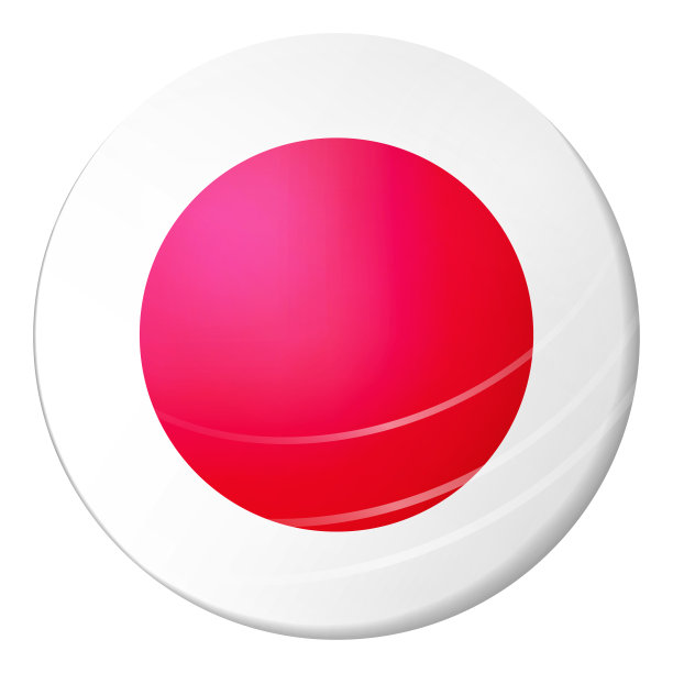 玻璃轻球与日本国旗。圆球，模板图标。日本国家的象征。光滑的现实球，3D抽象矢量插图突出在白色的背景。大的泡沫。图片下载