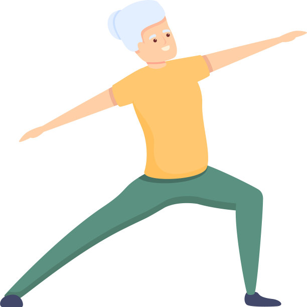 健康老年人运动图标卡通风格图片下载