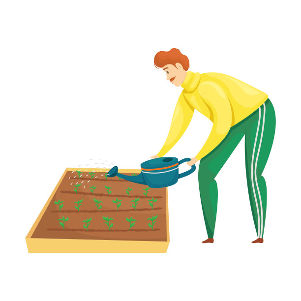 一个男人正在给苗圃浇水图片下载