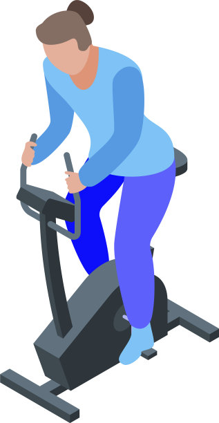 女子健身自行车图标等距风格图片下载