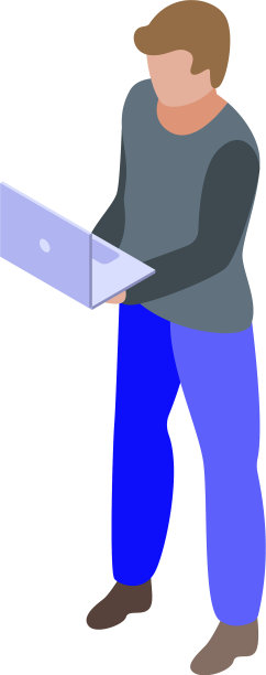 男孩在线编程图标等距风格图片下载