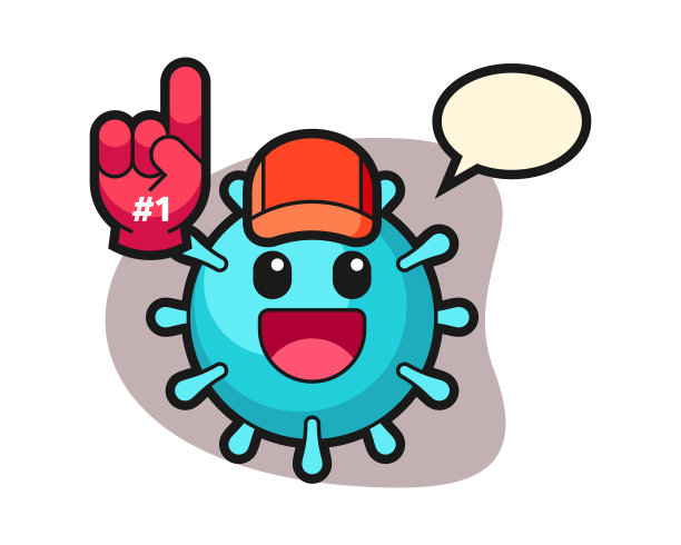 带1号粉丝手套的病毒卡通图片下载