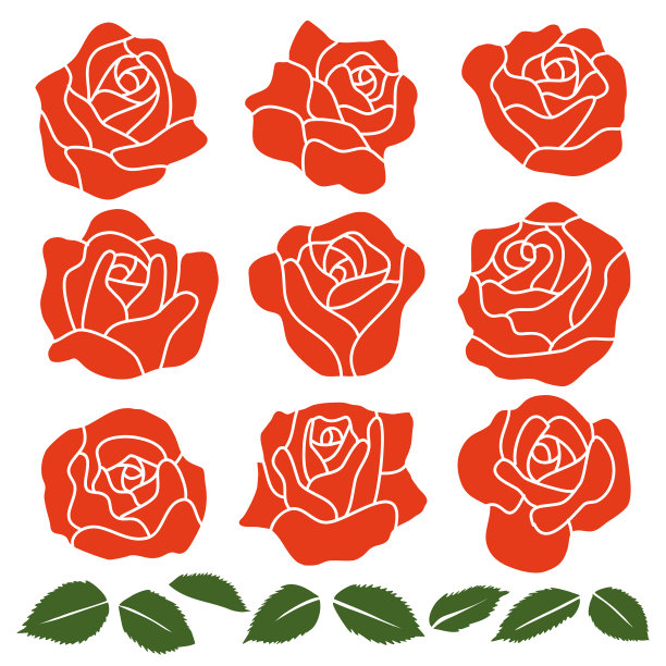 玫瑰花图标套装图片下载