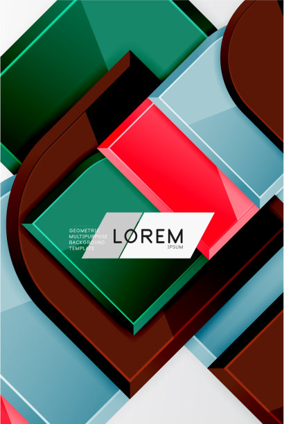 光滑的玻璃方块与圆形元素几何图片下载