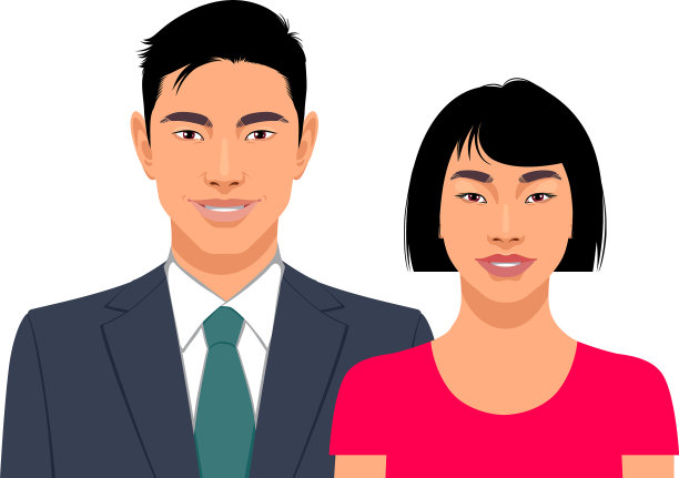 可爱微笑的亚洲男人和女人图片下载