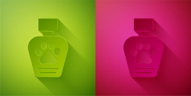 剪纸宠物香波图标隔离在绿色和图片下载