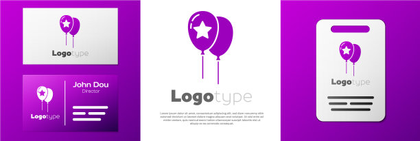 标志型气球与丝带图标隔离图片下载