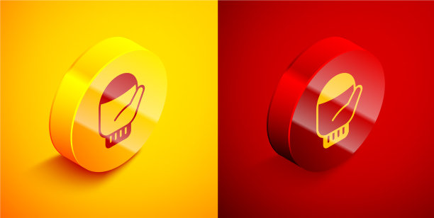 等距圣诞手套图标孤立在橙色图片下载