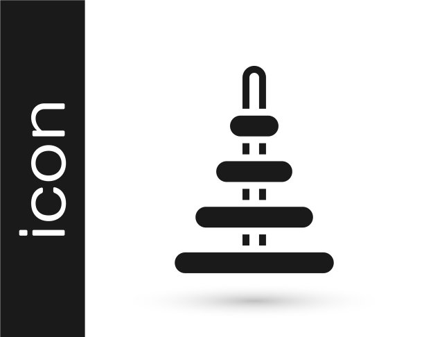 黑色金字塔玩具图标孤立在白色图片下载