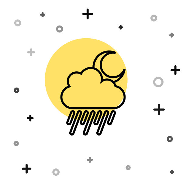 黑线云与雨和月亮的图标隔绝图片下载