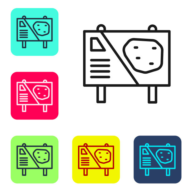 黑线游乐园广告牌图标孤立图片下载