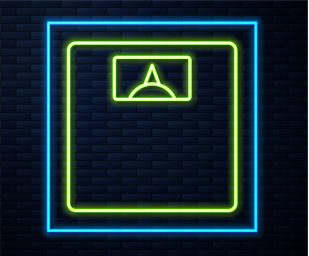 霓虹灯线浴室秤图标孤立图片下载