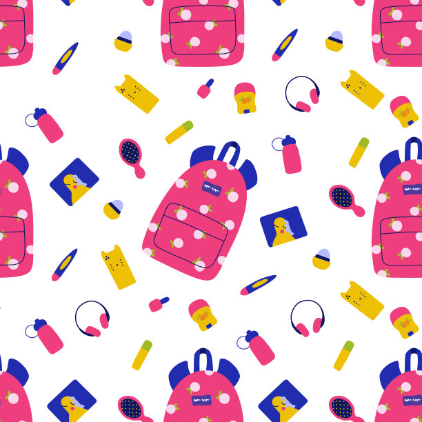 学校背包图案无缝纹理学校图片下载
