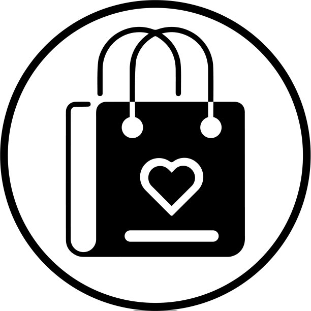 纸袋购物袋图标黑色的颜色图片下载