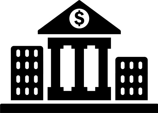 银行法院黑色的彩色金融大楼图标图片下载
