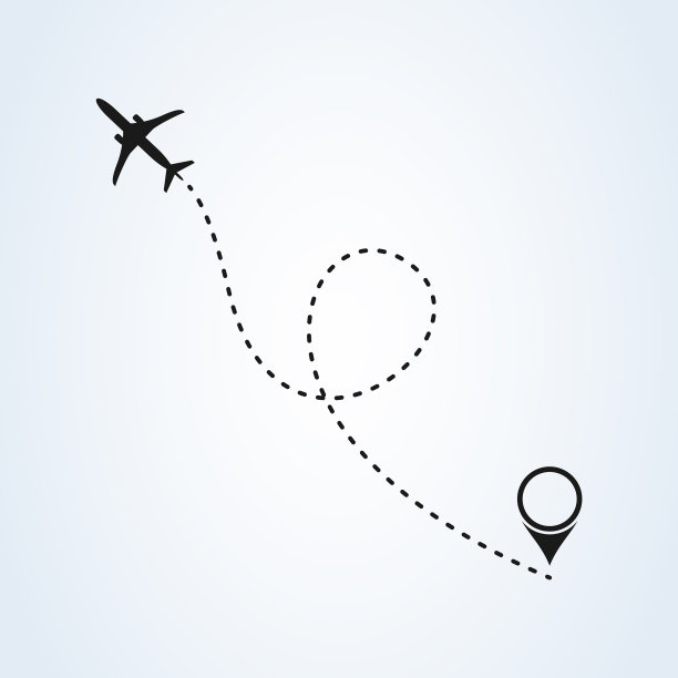 飞机旅行路线图标的线条设计风格图片下载