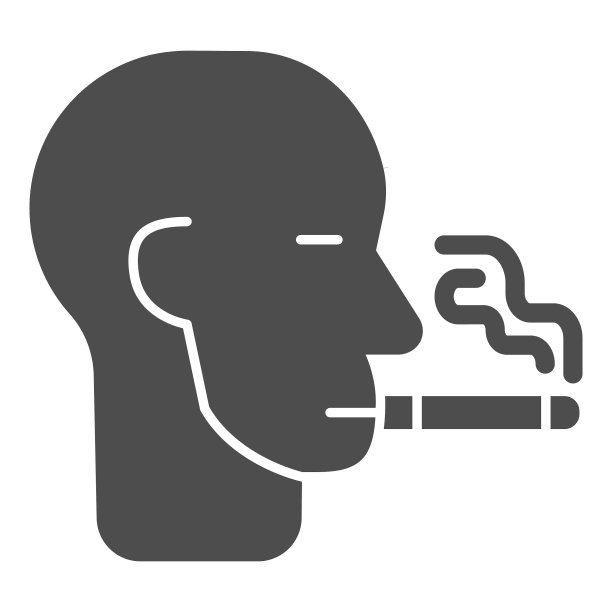 吸烟男子头固体图标上瘾概念图片下载