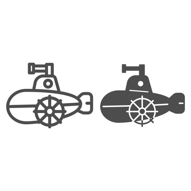 潜艇模型线和固体图标儿童玩具图片下载