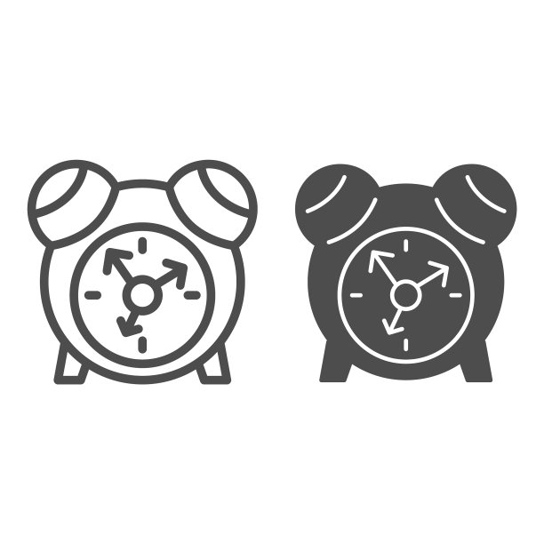 可爱的闹钟线和固体图标儿童玩具图片下载