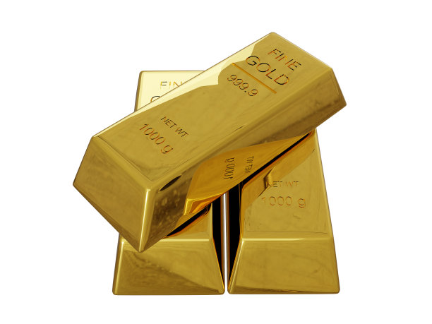 堆叠金条孤立在白色背景与剪切路径，丰富的黄金原材料对象为企业金融，资金增长，投资概念，3D渲染图片下载