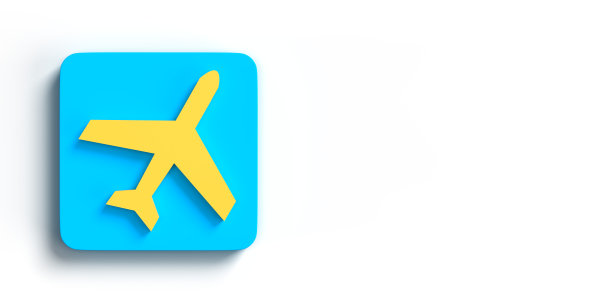 运输的概念。蓝色盘子上的飞机图标。图片下载