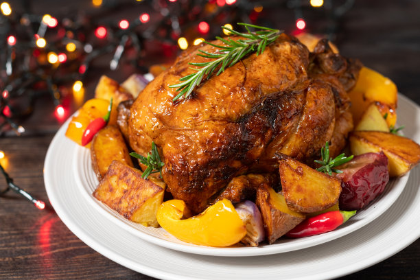 圣诞新年感恩节烤鸡家禽美食图片下载