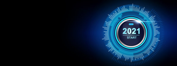 2021 -按开始按钮。新年的概念。3D插图图片下载