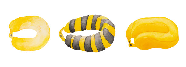 一排手绘颈枕图片下载