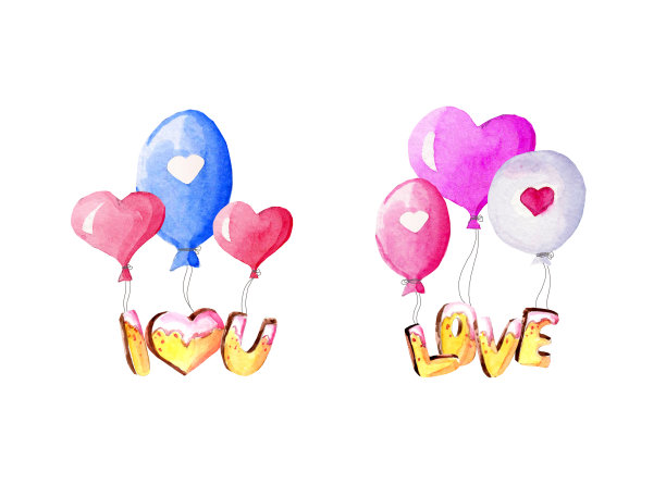 情人节的奶油蛋糕和饼干。水彩插图。糖果和心脏。图片下载