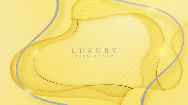 抽象的黄色和灰色豪华背景与金色线，剪纸风格3d，颜色的年度概念。图片下载