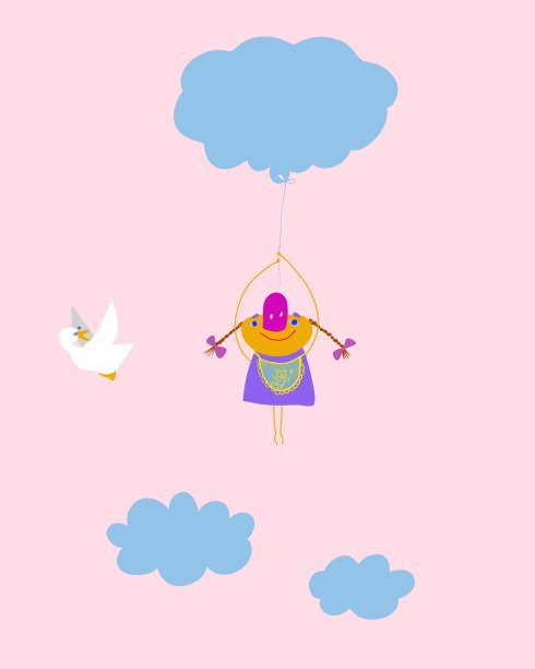 宝宝乘着气球飞图片下载