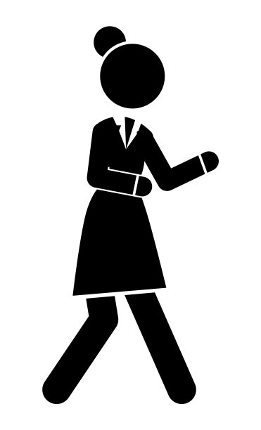 女商人快步行走，黑白logo头像配上女商人剪影图片下载