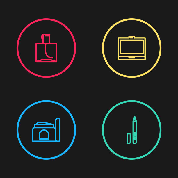 设置线膏化妆管，眼线笔，眉毛，化妆粉与镜子和香水图标。向量图片下载