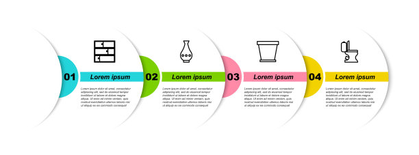集线架，花瓶，花盆和马桶。业务信息模板。向量图片下载
