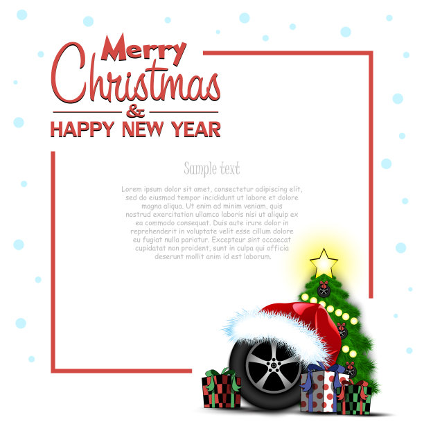 新年快乐。带车轮的车架图片下载