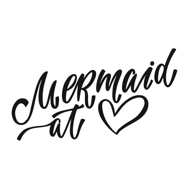 心中的美人鱼——夏季励志名言。涂鸦字体设计。手绘夏日字体。图片下载