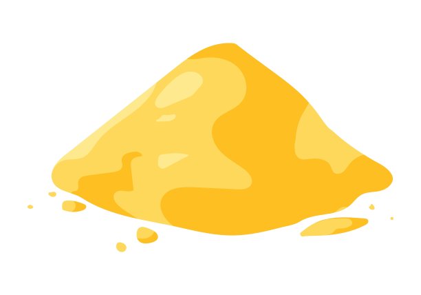等距矢量插图黄色沙堆孤立在白色背景。沙堆彩色矢量图标。沙丘，沙漠或沙滩沙丘在平坦的卡通风格。建筑材料。图片下载
