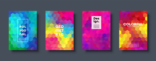 六角形多边形抽象背景。彩色三角形渐变设计。低多边形六角形旗帜。矢量图图片下载