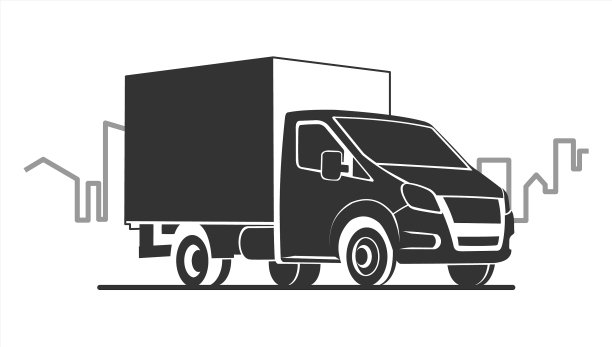 程式化的卡车在背景城市图片下载