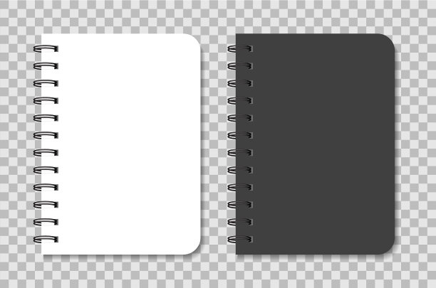 笔记本原型与螺旋黑色和白色图片下载