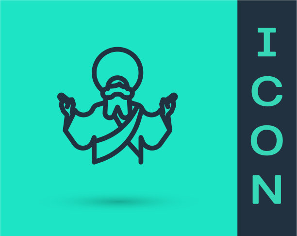 黑线耶稣基督图标孤立在绿色图片下载