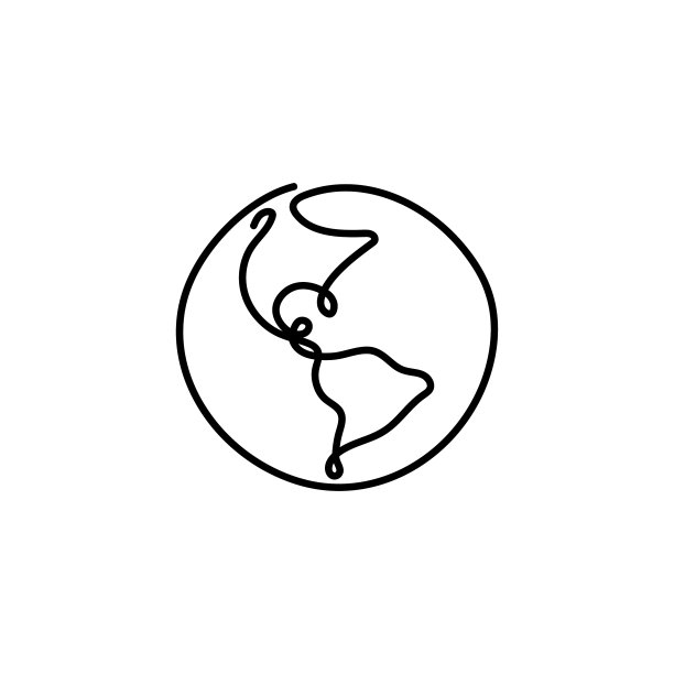 一条线地球设计-手绘极简主义风格矢量插图图片下载