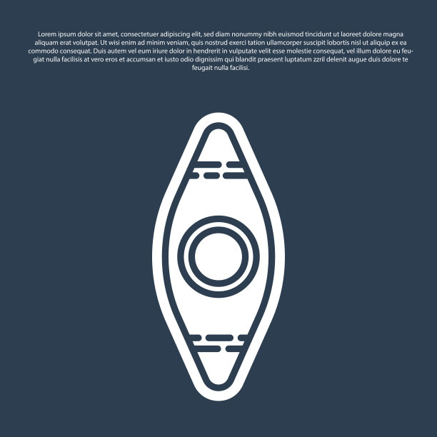 蓝色线划艇和桨图标孤立在蓝色图片下载