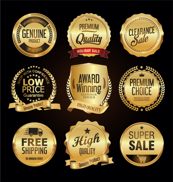 复古的金色徽章标签和盾牌图片下载